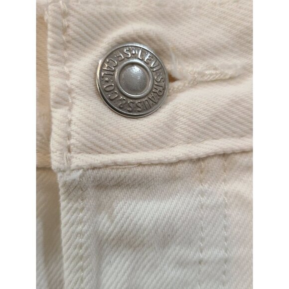Levis 501 Jeans Women's Size 32 Denim White Straight Leg Distressed Button Fly - Picture 2 of 12